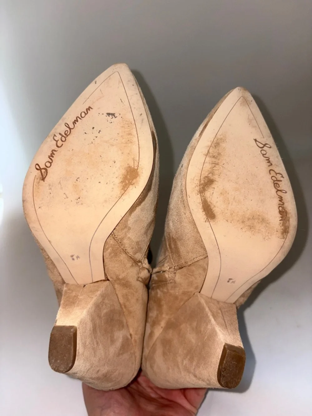 Sam Edelman Roden Tan Suede Pointed-Toe Ankle Booties Size 8.5